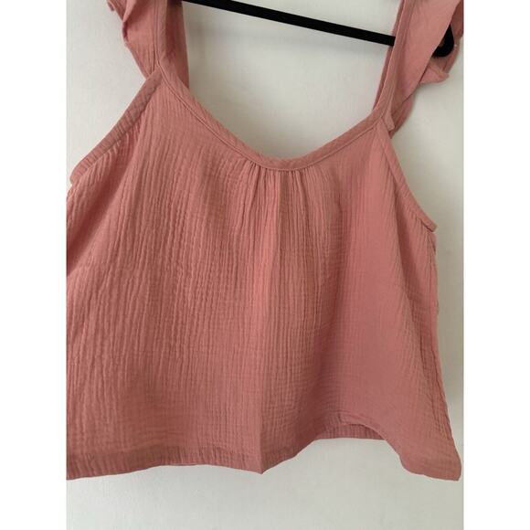 NWT Marine Layer Jude Flutter Sleeve Crepe Knit Rosette Pink Tank Top Size XL - Picture 7 of 9